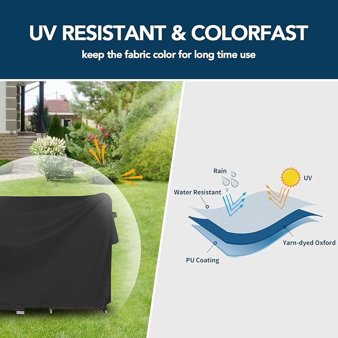 Waterproof Furniture Set Cover, Square Table, Oxford Fabric, 49x49x28 in, Black