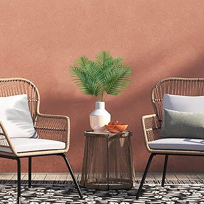 Artificial Plants Greenery Tropical Palm Fronds, Set of 12, Fabric