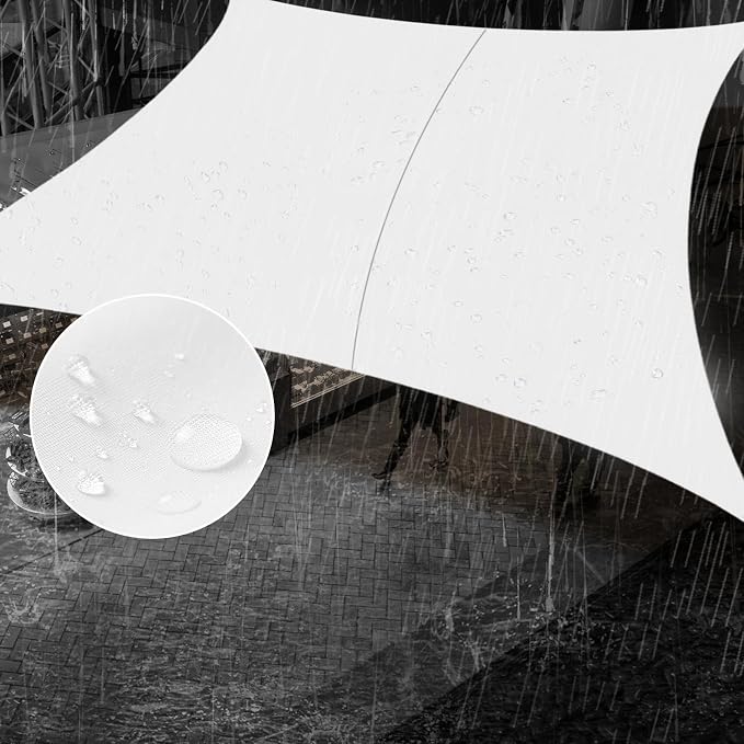 SUNNY GUARD Waterproof Sun Shade Sail 7' x 9' White Rectangle UV Block Sunshade by SUNNYGUARD