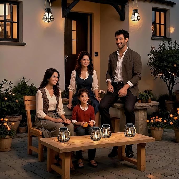 Lanterns, Black Solar Hanging Lamp, 24 Ceramic Cores, Waterproof