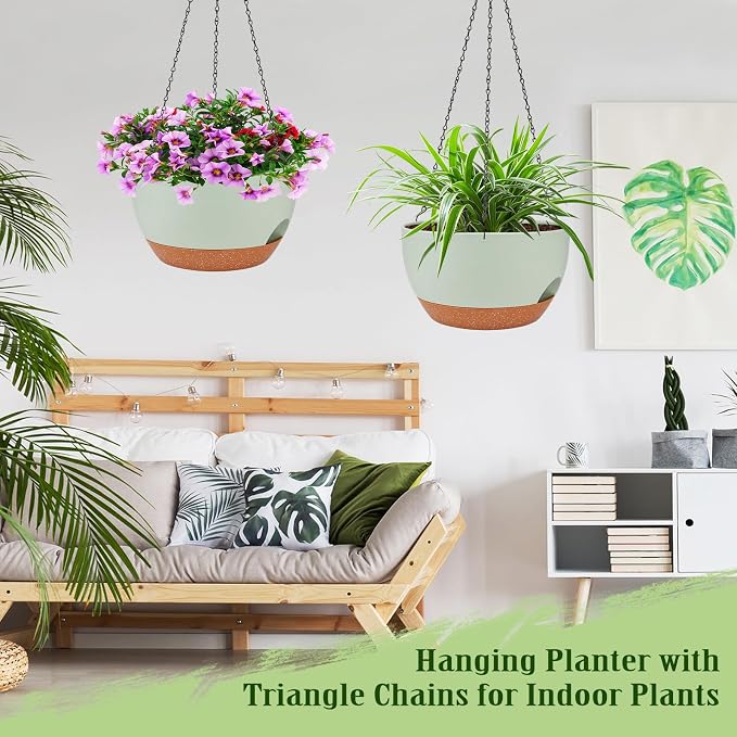 Hanging Planters for Outdoor Indoor Plants, 2 Pack 12 Inch Hanging Basket - Image 7