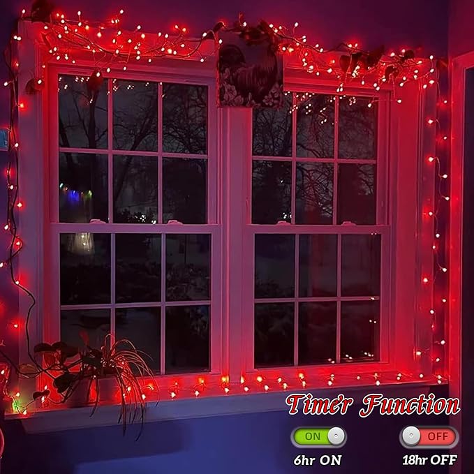 String Lights 165ft 500 LED Red Waterproof Outdoor Halloween