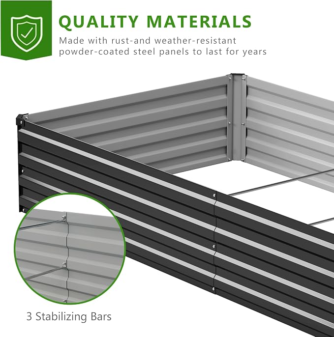2PCS 7x3x1ft Galvanized Raised Garden Bed Kit, Metal Planter Box - Image 4