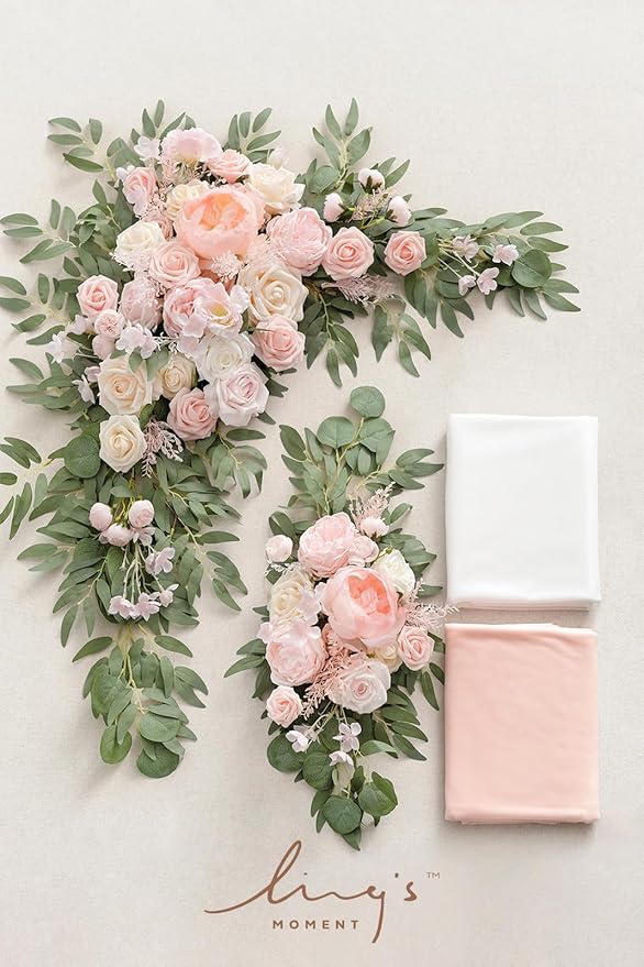 Artificial Flowers Wedding Arch Kit, Blush & Cream Foam and Silk, Set of 4