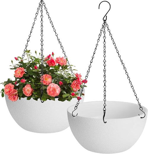 13 inch Hanging Planters for Indoor Plants, 2 Pack Planters for Outdoor Plants by HIGSEEU