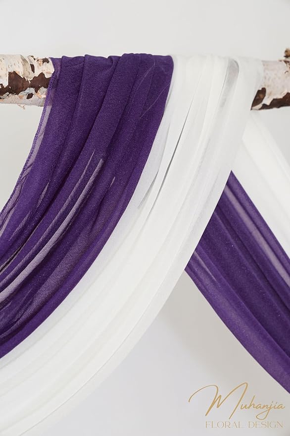 Artificial Flowers Arch Kit, 4 Pieces, Violet and Champagne Silk