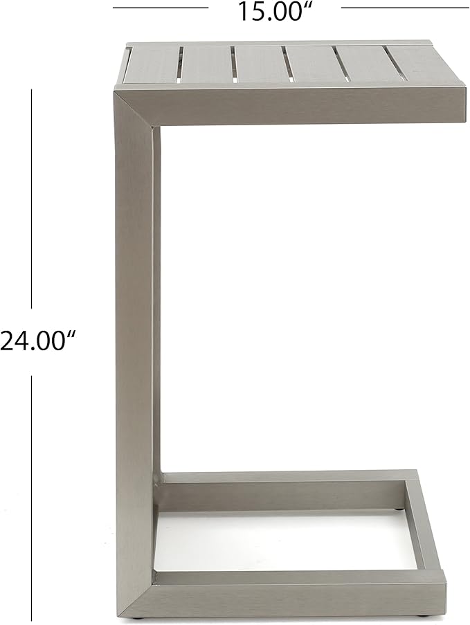 Christopher Knight Home Cape Coral Aluminum C-Shaped End Table - Image 4