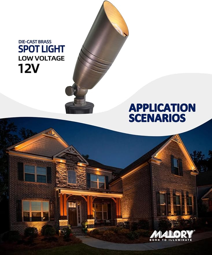 MALORY Brass Landscape Spotlights 4-Pack - Image 2