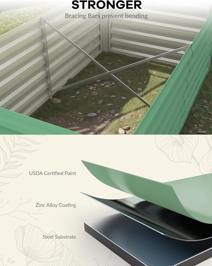 CABIHOME 2 Pcs 6x3x2 Ft Galvanized Raised Garden Bed, Deep Root Planter Box - Image 7