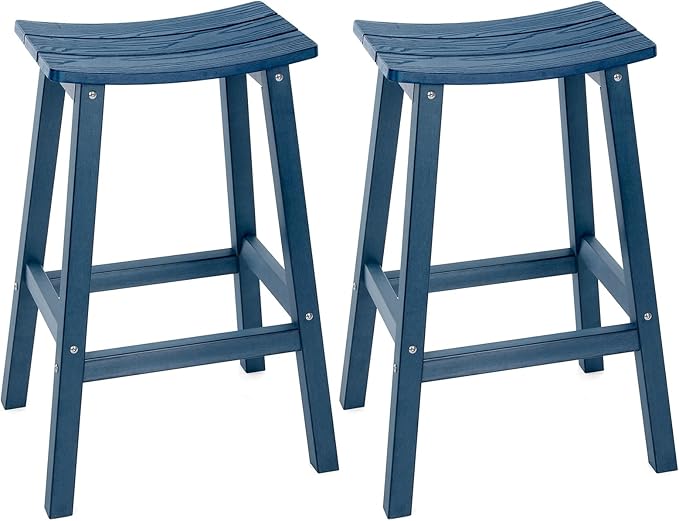 Weatherproof Bar Stools Set of 2, Saddle Seat, Bar Height Stools by LAHAAP