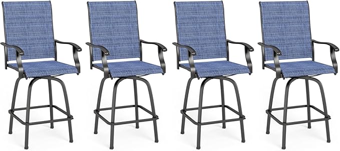 MFSTUDIO Outdoor Bar Stools Set of 4, Swivel Bar Height Patio Chairs Outdoor by MFSTUDIO