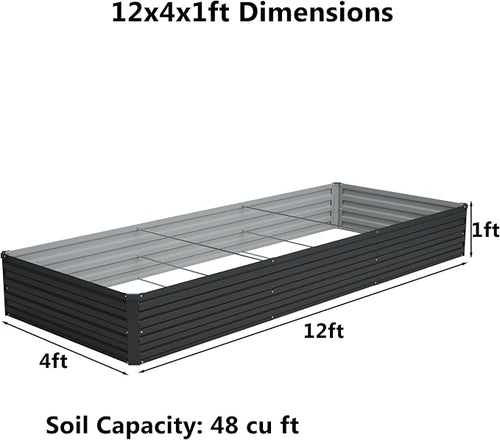 12x4x1 ft Galvanized Raised Garden Bed, Outdoor Planter Box Metal Patio Kit - Image 2