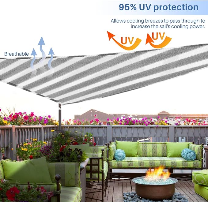E&K Sunrise 12' x 12' x 12' Sun Shade Sail Triangle Canopy Shade Cover UV Block - Image 5