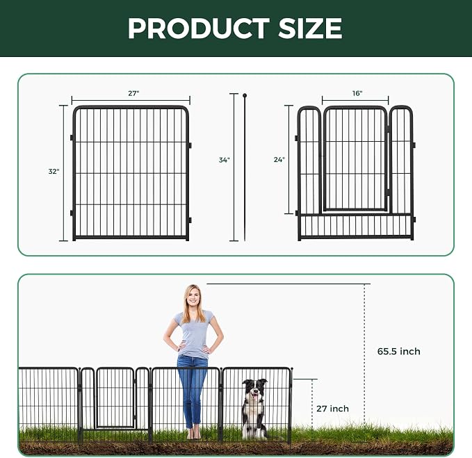 FXW Garden Fence Outdoor for The Yard – 32in x 27.3ft Heavy Duty Metal Animal - Image 5