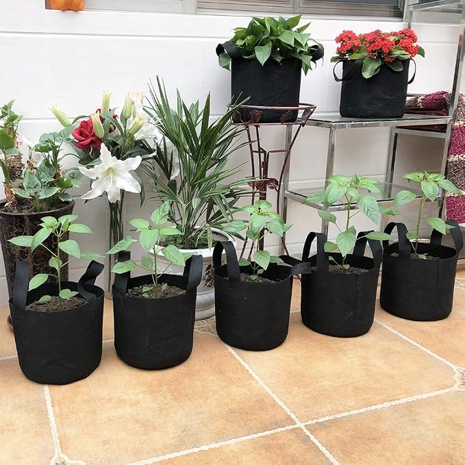 JERIA 12-Pack 7 Gallon Grow Bags, 300G Thickened Nonwoven Garden Pots, Heavy - Image 7