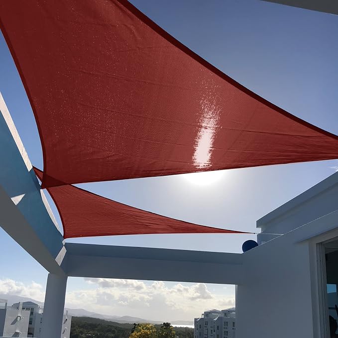 SUNNY GUARD Custom Size 15'x22'x22' Triangle Terra Red UV Block Sunshade by SUNNYGUARD