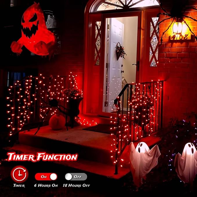 String Lights, 165 ft with 500 LEDs, Red, IP44 Outdoor Waterproof