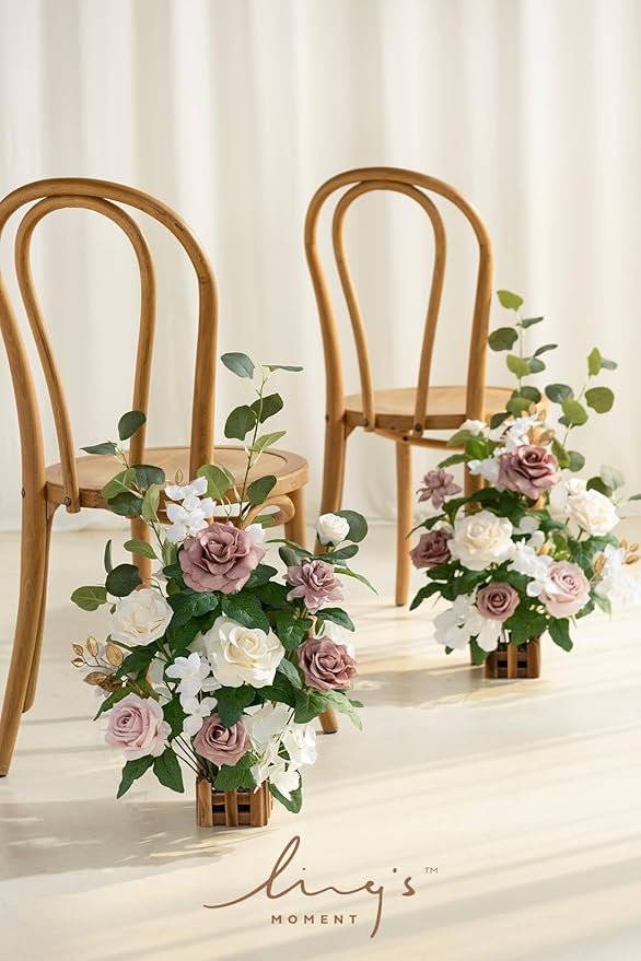 Artificial Flower Arrangements 4 Pack Dusty Rose Free-Standing Wedding Decor