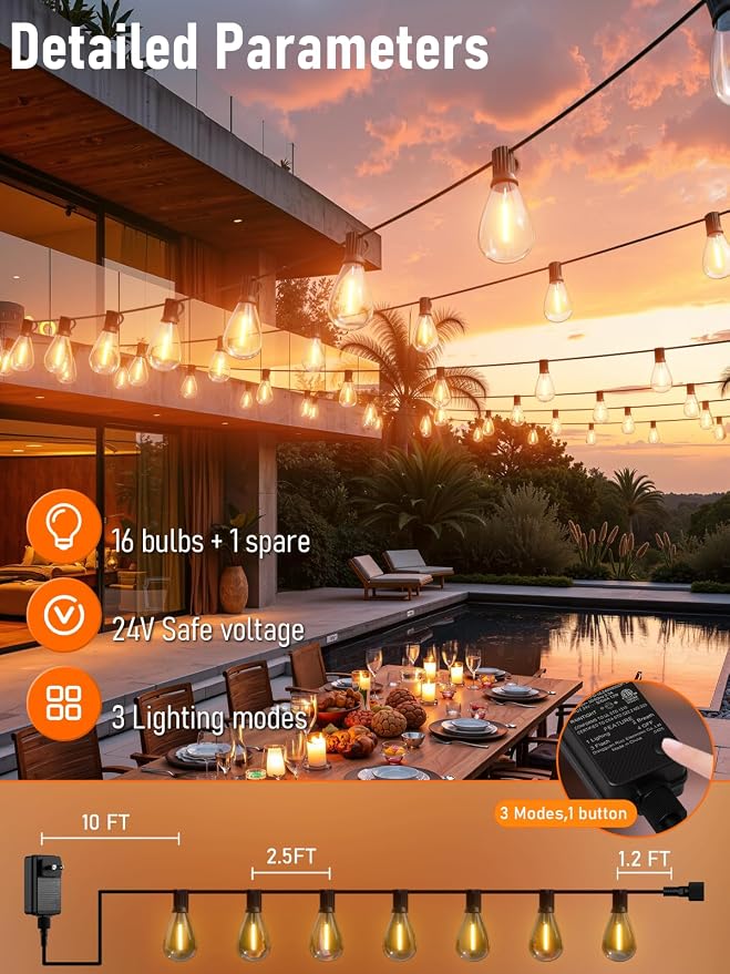 luckystyle 50FT LED Outdoor String Lights - Image 6