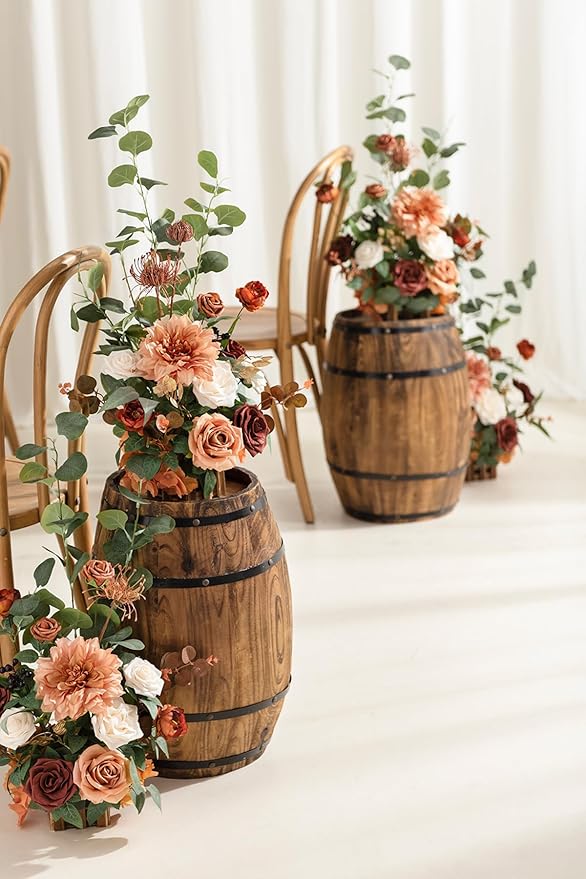 Artificial Flower Arrangements 4 Pack Terracotta Fall Wedding Decor