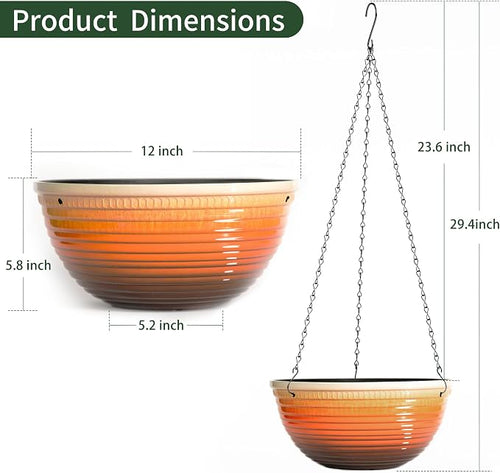 12 inch Hanging Planters for Indoor Outdoor Plants, 2 Pack Large Hanging Flower - Image 2