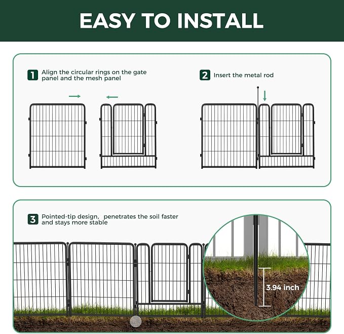 FXW Garden Fence Outdoor for The Yard – 40in x 27.3ft Heavy Duty Metal Animal - Image 4