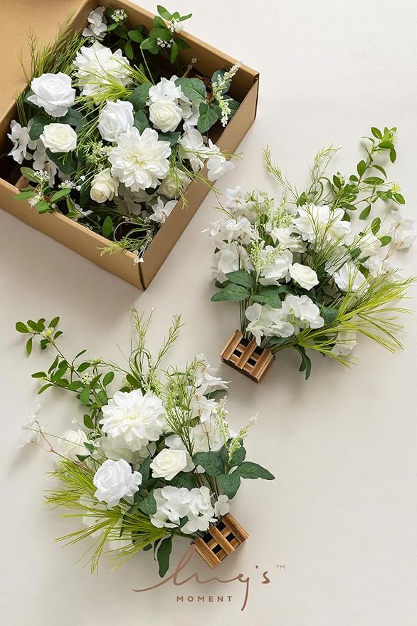 Silk Wedding Centerpieces Set of 4, 17.5 Inch Artificial Flower Arrangements