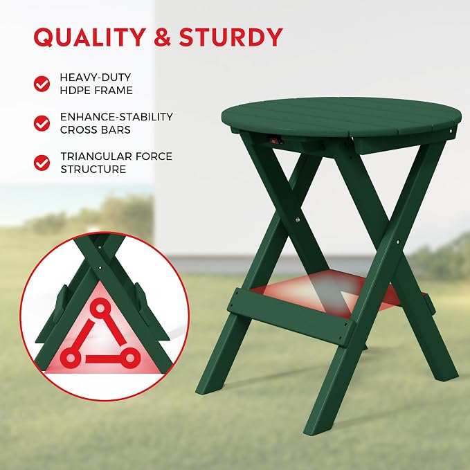 Costaelm Paradise HDPE Outdoor 24.5 Inch Round Portable Folding Patio Dining - Image 6