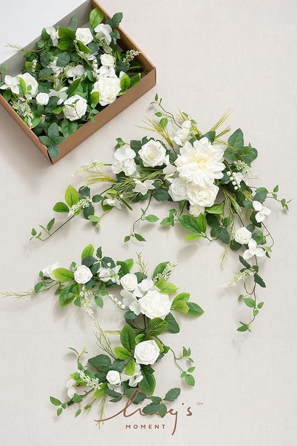Artificial Eucalyptus Flower Garland, 6 Ft Runner in White