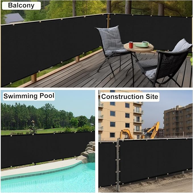 UPGRADE Privacy Fence Screen 6'x53' Black Outdoor 90% Visibility Blockage 170 - Image 8