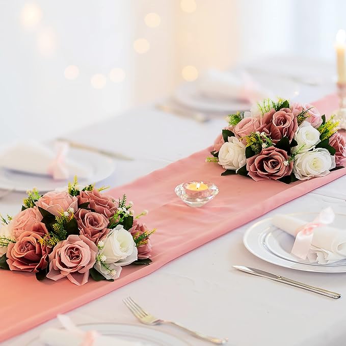 Artificial Flower Balls, Silk Dusty Rose Centerpieces with Zip Ties
