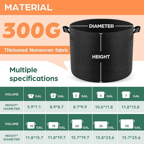 10 Pack 30 Gallon Grow Bags, Thickened Nonwoven Fabric Planter Pots - Image 2