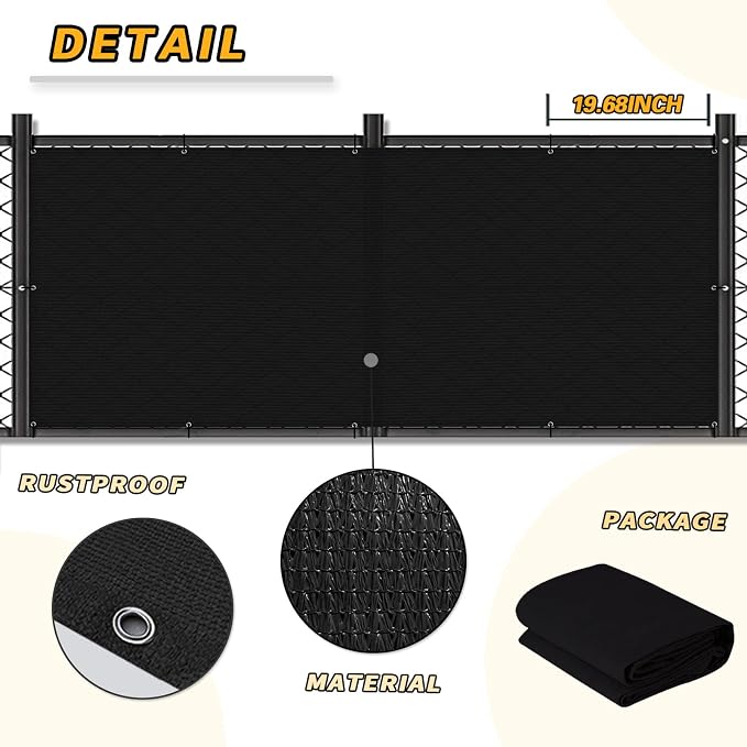 LOVE STORY 3'x12' Black Balcony Screen Privacy Fence Cover UV Protection - Image 6