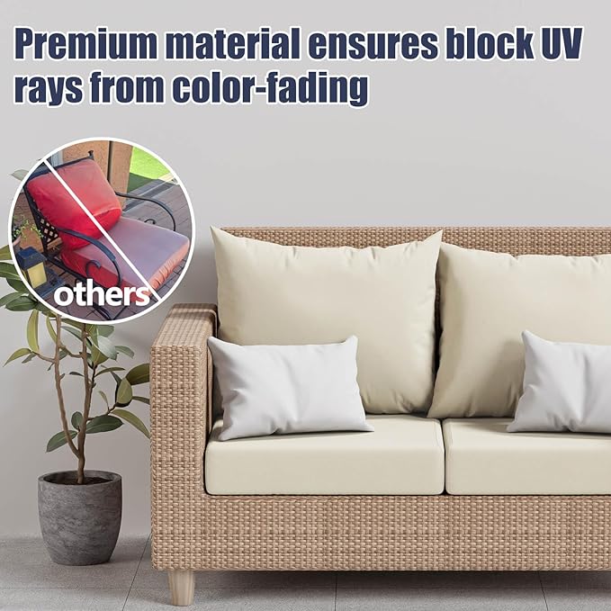 Cushion Covers, 8 Pack Stretch Fit Beige for Outdoor Patio Chairs