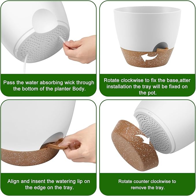 Plant Pots 10/9/8 Inch Self Watering Pots, Plastic Flower Pots, Nursery - Image 2