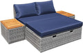 Devoko Patio Day Bed Outdoor Daybed Set Multifunctional Rattan Lounge Bed by DEVOKO