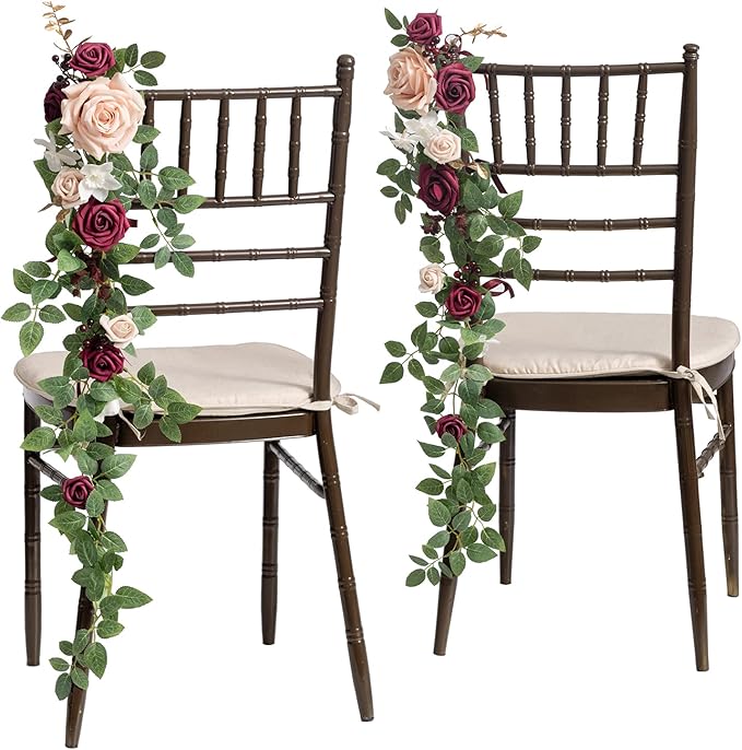 Artificial Flower Wedding Chair Swags, 10 Pack, Blush & Marsala