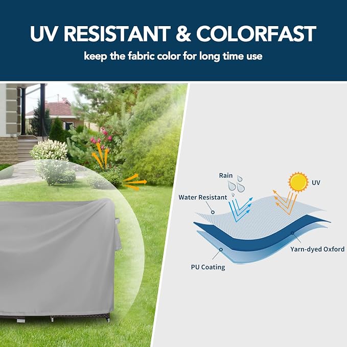 Furniture Set Cover, Waterproof Grey Oxford Fabric, 74x47x28 Inch