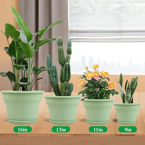 13 Inch Plastic-Flower-Pot-for-Indoor-Plants, 4 Pack Large Outdoor Planter Pot - Image 2