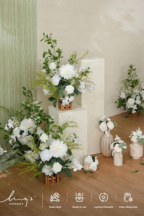 Silk Wedding Centerpieces Set of 4, 17.5 Inch Artificial Flower Arrangements