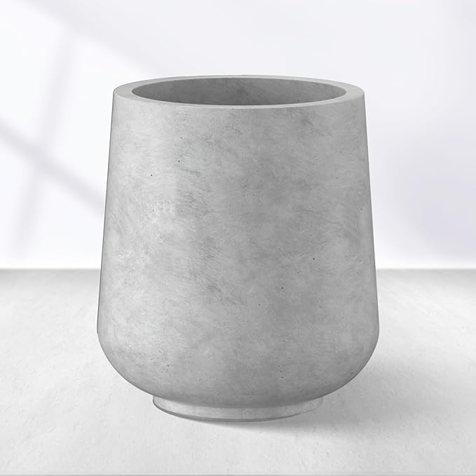 Kante 15.3" Dia Round Concrete Planter, Outdoor Indoor Large Plant Pots by Kante