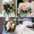 Artificial Flowers: 200 Pink Roses with 100 Leaves, Wired Stems