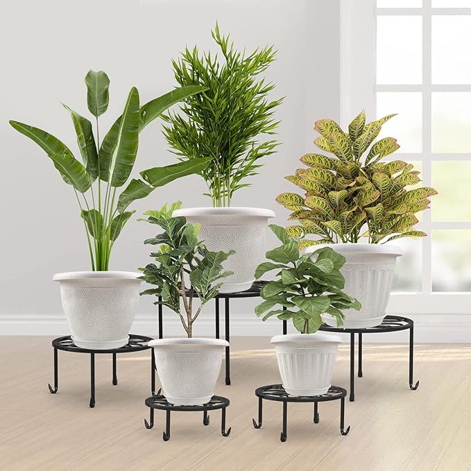 Plastic Flower Pots Planters For Indoor Plants, 3 Pack 10 Inch White Plant Pots - Image 7