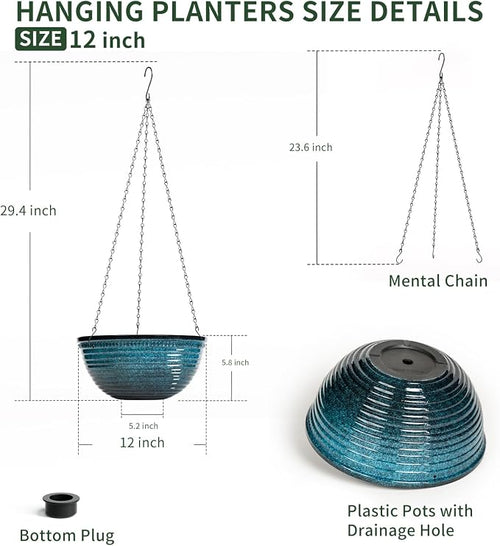 12 inch Large Hanging Planters for Indoor Outdoor Plants, Hanging Baskets for - Image 2