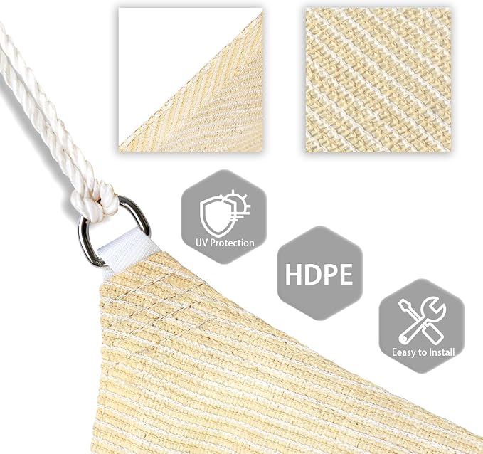 Patio Paradise 13' x 13' x 12'10" Sun Shade Sail Triangle Canopy, Permeable - Image 3