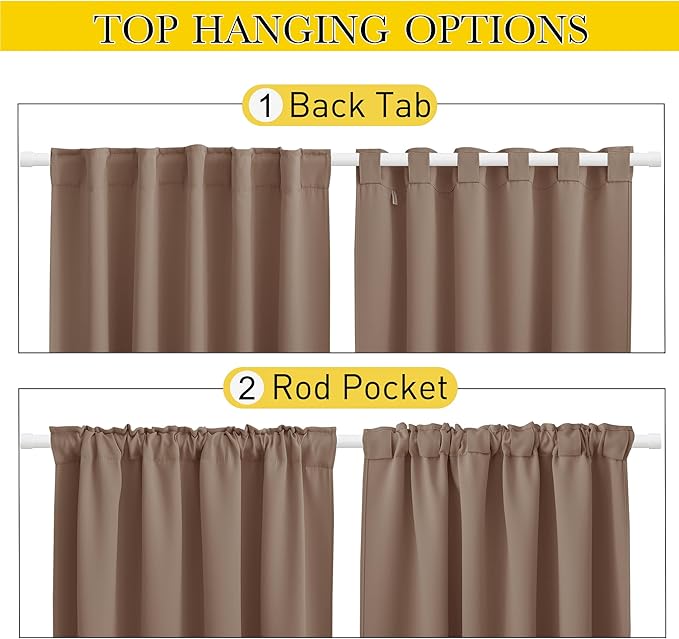 NICETOWN 2 Panels Waterproof Outdoor Curtains Fixed Pocket & Back Tab on Top & - Image 3
