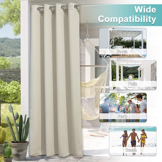 NICETOWN Weighted Patio Outdoor Curtain 95 inch Length, Home Fashion Microfiber - Image 6