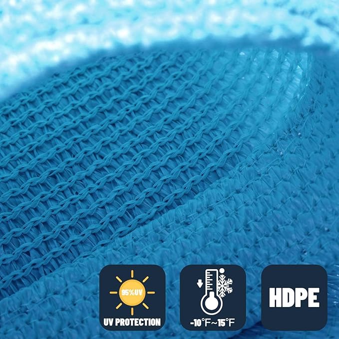 SUNNY GUARD Custom Size 11'x18'x21.1' Triangle Turquoise Blue UV Block Sunshade - Image 4