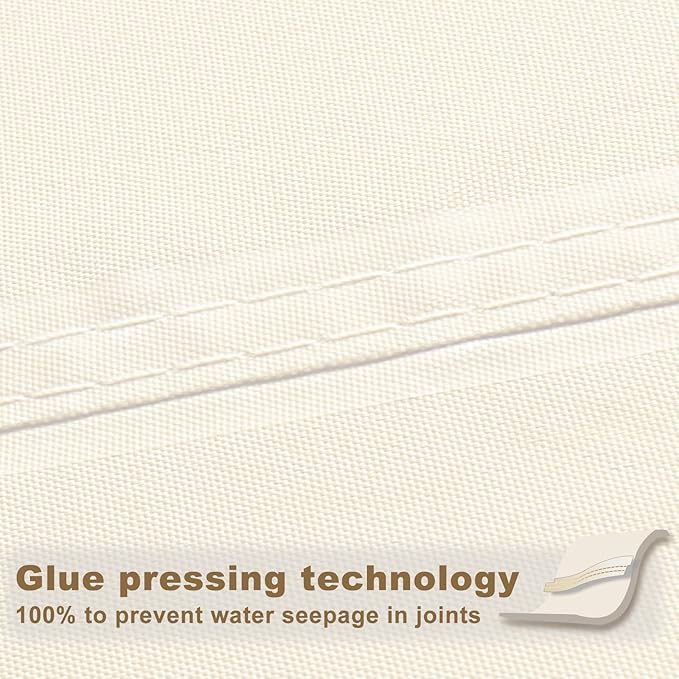 SUNNY GUARD Waterproof Sun Shade Sail 12'x18'x21.6' Cream Right Triangle UV - Image 4