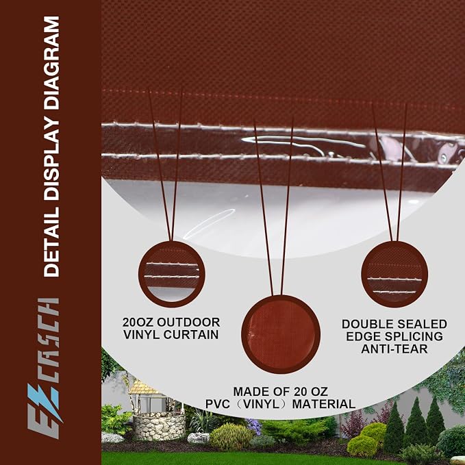Outdoor Curtains: Brown Vinyl Panel with Rustproof Grommets, 120 x 84 In